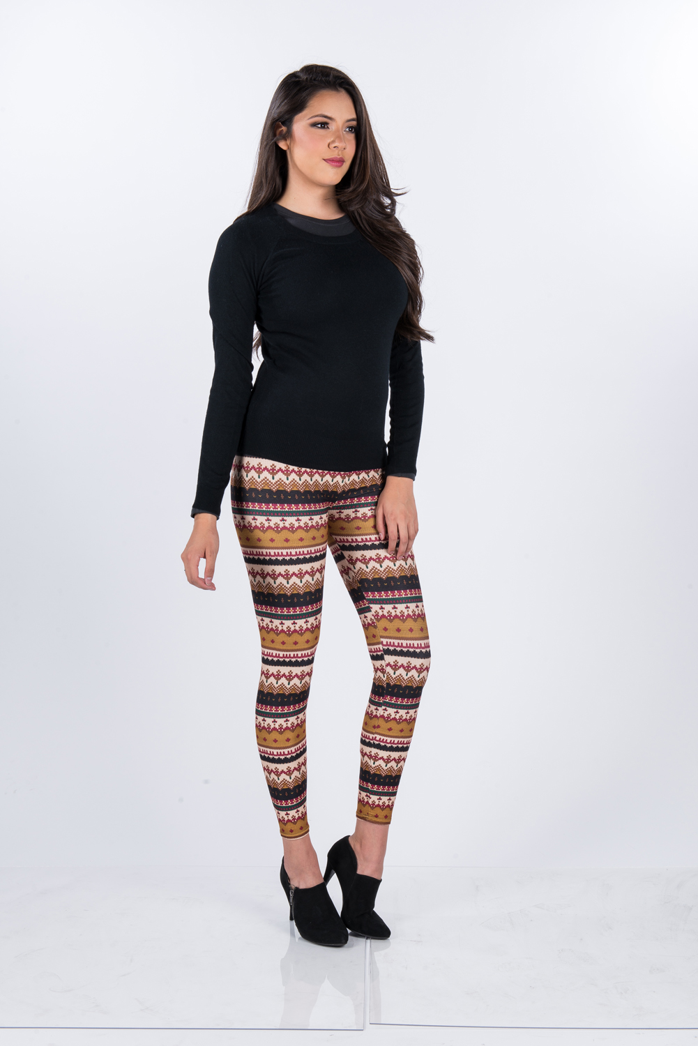 Women's Holiday Fashion Print Mid-Waist Full Length Yoga Leggings