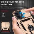 thumbnail image 6 of Allytech Case for iPhone 12/12 Pro 6.1", 360°Rotation Magnetic Metal Finger Ring Holder Magnetic Card Holder Inner Silicone+Hard PC Sliding Camera Protective Case for iPhone 12 /12 Pro 2020, Gold, 6 of 7