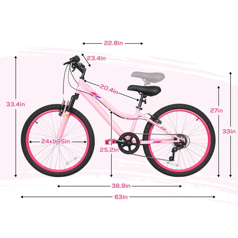 Hykolity Kids Mountain Bike, 24 inch 7 Speed Kid Bicycle, Girls