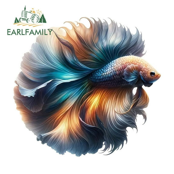EARLFAMILY 5.1 Inch Betta Fish Car Stickers Fashionable Occlusion Scratch Caravan Trunk Electric-Bicycle PVC Decal Waterproof Amusing Car Accessories