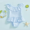 thumbnail image 3 of JTieacloth Girls Swimsuit Summer Stripe Bikini Style Tankini Swimsuit For Toddler Baby Infant Youth,Sizes 4-5 Years, 3 of 5