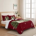 thumbnail image 5 of Quilts Twin Size Bedding Set, Red Christmas Lightweight Quilted Comforter, Green Xmas Trees Snowflake Balls Winter Soft Reversible Bedspread Coverlet with Pillow Covers for All Season, 68" x 86", 5 of 9