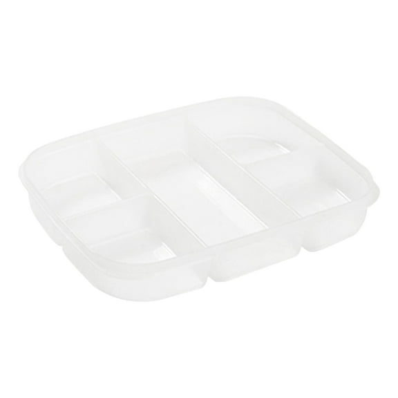 Mozhitti Divided Veggie Tray With Lid Vegetable Storage Square Relish Serving Platter With 5 Compartment Snack Container