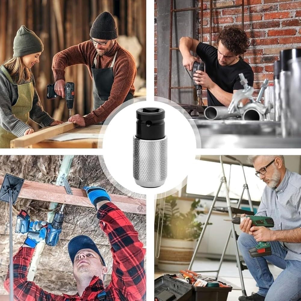 Rotary Hammer Adapter Set With Four Metal Drill Bits Designed For Wood, Concrete, And Stone Drilling Featuring Square Shank And Leather Ring For Secure Fit On Power Tools
