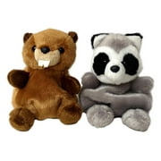 Set of 2 RASCAL RACCOON & CHEWY BEAVER Palm Pals 5" Stuffed Animal Plush, Aurora