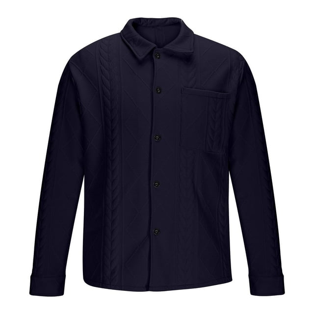 Kalauyu Mens Button Down Shirts Shacket Casual Long Sleeve Jacket Lightweight Work Shirts with Pockets