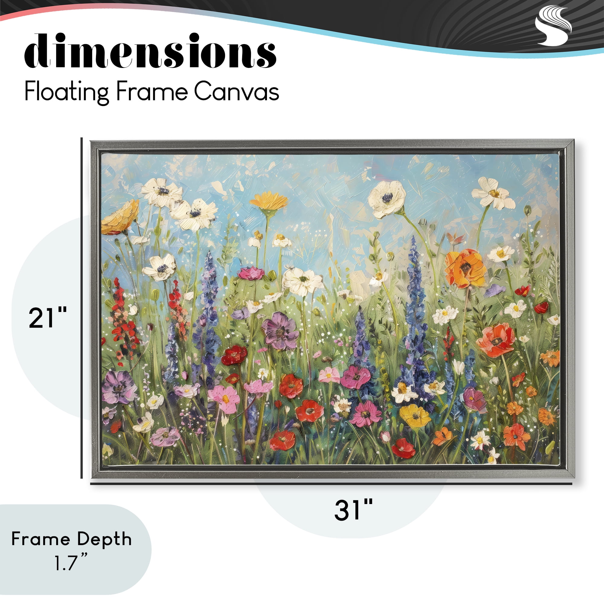 Stupell Industries Wildflower Field of Spring Blooms Gray Framed Floater Canvas Wall Art, design by Creative Studio