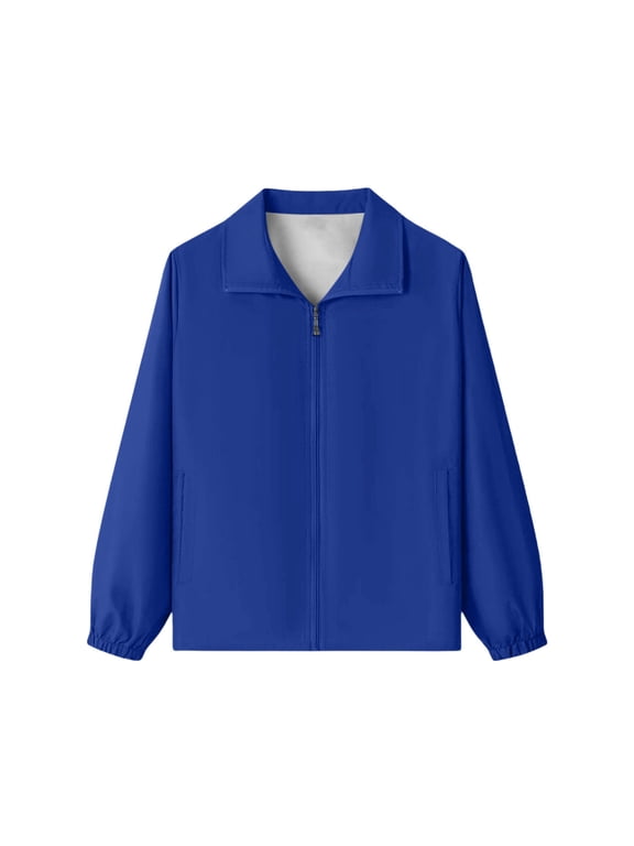 Boys Girls Lightweight Windbreaker Jacket Full Zip Collared Active Outdoor School Uniform Coat Outerwear for Kids