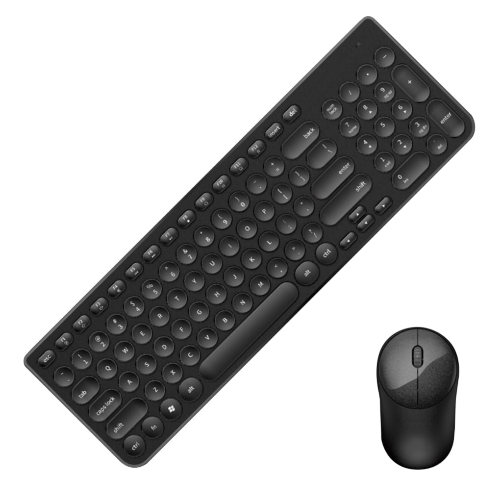 Mexico county eternally Keyboard Mouse Set Wireless Computer PC Office Mute Gaming Mice Keyboard  with Round Keycaps, Black - Walmart.com