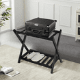 thumbnail image 2 of Fionafurn Solid Wood Folding Luggage Rack with Heavy-duty Straps and Shelf - New Black, 2 of 8