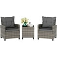 thumbnail image 2 of Vongrasig 3 Pieces Patio Furniture Set Small Outdoor Wicker Rattan Front Porch Bistro Set Cushioned Patio Chairs Conversation Set with Glass Table for Lawn, Garden, Backyard, Balcony, Gray, 2 of 18