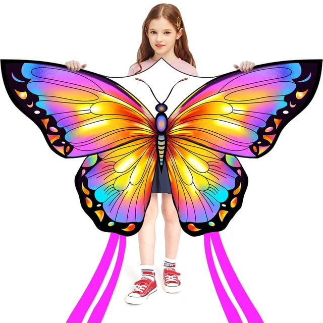 Mariposa Kite Honbo para niños y adultos con mango de línea de 300 pies