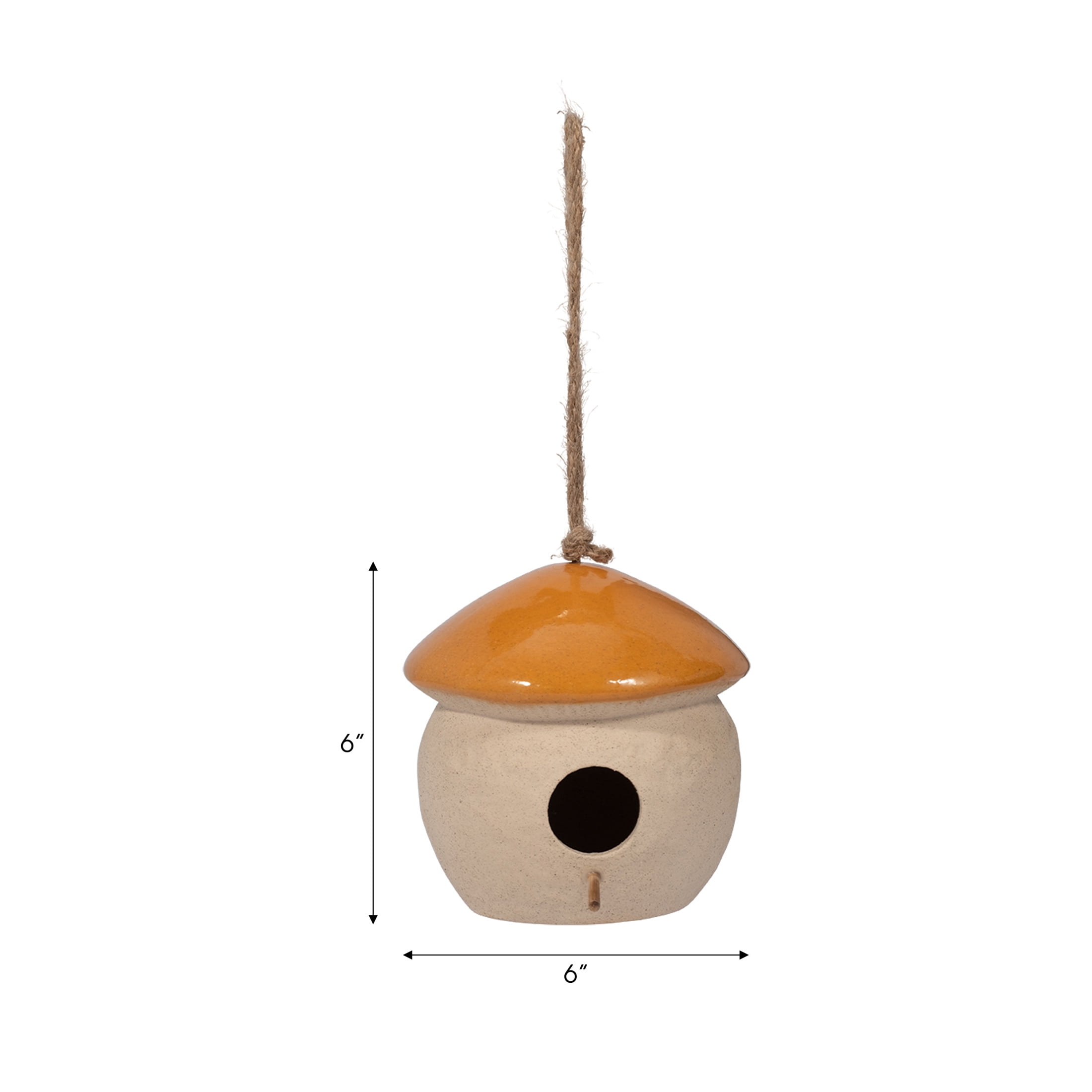 Decorative Bird House Feeder for Outdoors - Round Hanging Bird Feeder for Windows, Yard, and Garden Display - Charming Bird Houses for Outside Patio, Backyard, and Tree Decoration - 6", Orange