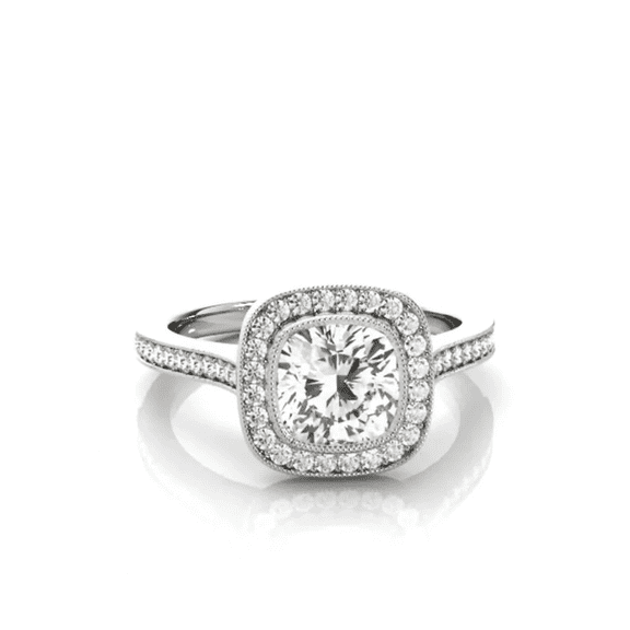 Victorian Ice Crushed 3 CT Cushion Cut Moissanite Diamond Engagement Ring 10K 14K 18K Solid White Yellow and Rose Gold Ring Wedding Ring