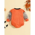 thumbnail image 3 of Wassery Infant Baby Girls Halloween Outfits 3M 6M 12M 18M 24M Newborn Girl Jumpsuit Long Sleeve Round Neck Mesh Letter Print Bodysuit Fall Casual Romper Tops, 3 of 7