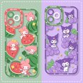 thumbnail image 2 of Summer Melody Kuromi Fruit funda de silicona suave para iPhone 14 Pro Max 13 12 Mini 11 XR XS X 8 7 6 6S Plus SE 2020 Capa transparente xuanjing  unisex, 2 of 2