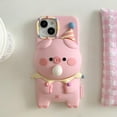 thumbnail image 2 of Pink Pig Phone Case Compatible with iPhone 13/14, Cute 3D Cartoon Piggy Funny Animal Blowing Bubbles Shockproof Silicone Soft Case, 2 of 12