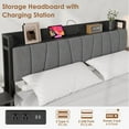 thumbnail image 4 of Kojooin Upholstered Platform Bed Frame with Storage Drawers – Headboard, Charging Station, Metal Slats, No Box Spring Required, 4 of 7