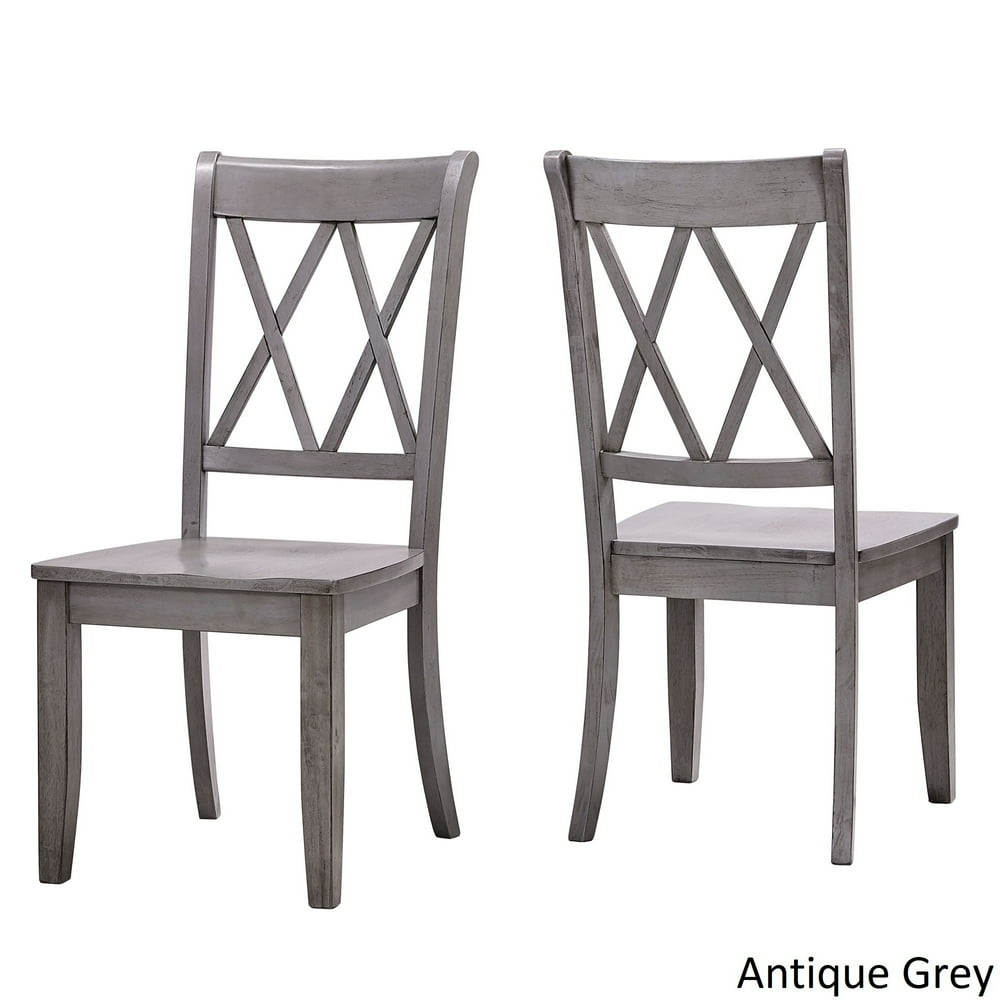 Weston Home Farmhouse Dining Chair with Cross Back, Set of 2, Antique