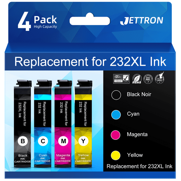 232XL Ink Cartridges for Epson 232 Ink Cartridges Compatible for Epson Workforce WF-2930 WF-2950 Expression XP-4205 XP-4200 Printer (Black,Cyan,Magenta,Yellow)