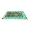 thumbnail image 2 of Ahgly Company Machine Washable Indoor Square Persian Turquoise Blue Traditional Area Rugs, 7' Square, 2 of 4