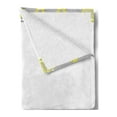 thumbnail image 2 of Grey and Yellow Soft Flannel Fleece Throw Blanket, Modern Futuristic Border with Geometric Flower Frame, Cozy Plush for Indoor and Outdoor Use, 70" x 90", Pale Grey Marigold, by Ambesonne, 2 of 5