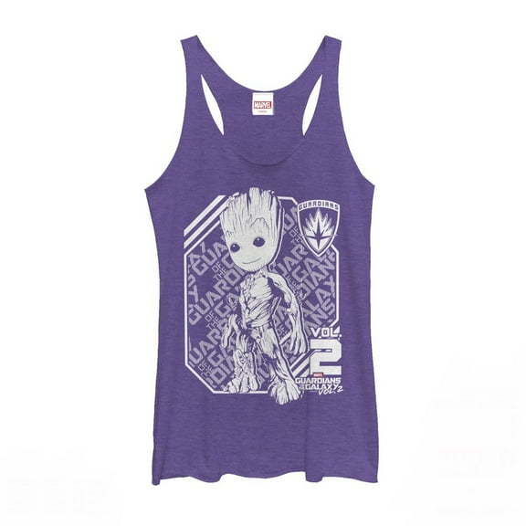 Women's Marvel Guardians of the Galaxy Vol. 2 Groot Racerback Tank Top Purple Heather X Large