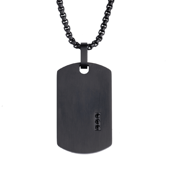 Collar hombre LUCKMAN Gavin Acero Inoxidable Zirconia Cúbica Negra UNITALLA