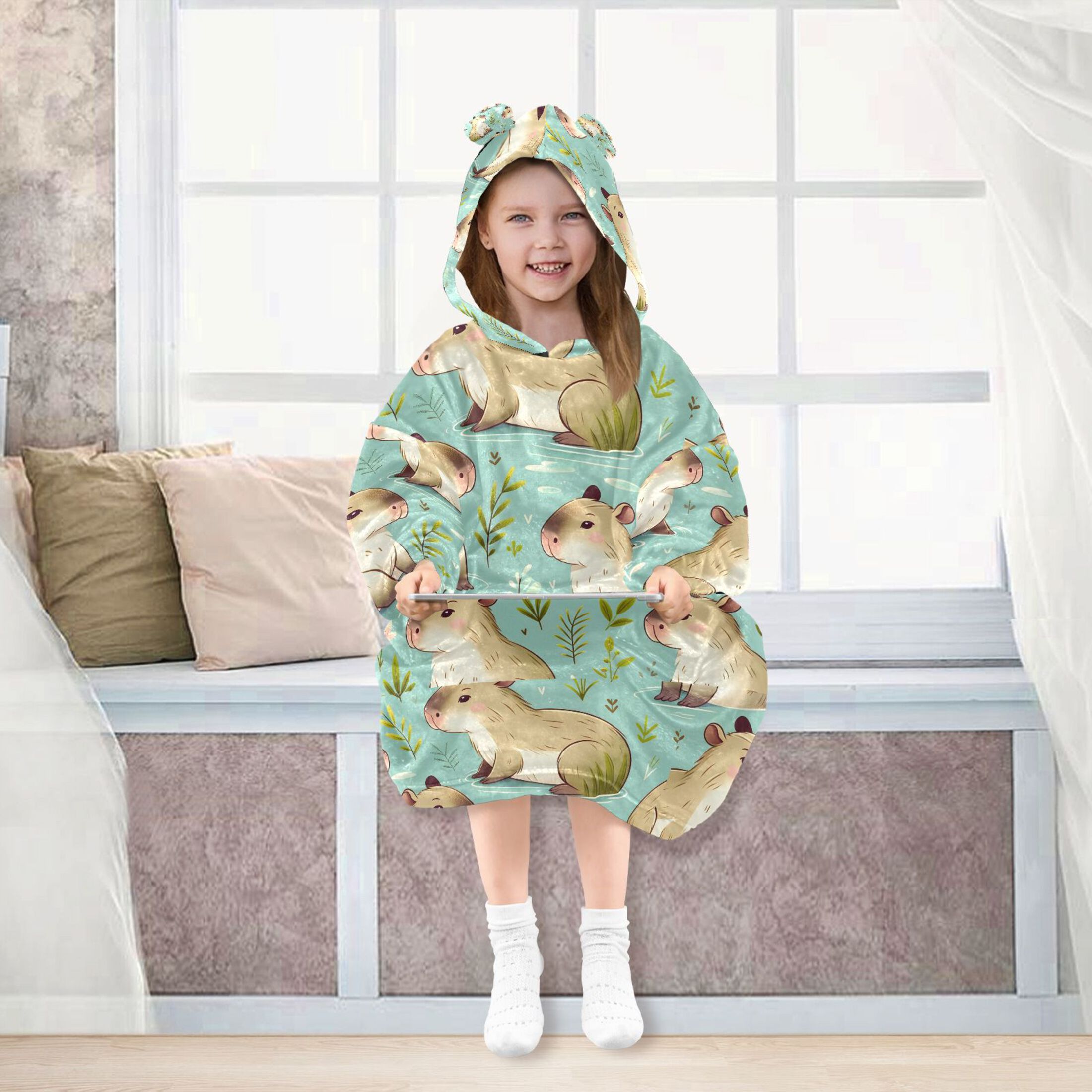 joogoo Blanket Hoodie for Capybara Cute Oversize Sweatshirt 3-14 YR L