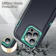 thumbnail image 6 of SaniMore for iPhone 14 Pro Case, 3-Layer Shock Absorbing Non-Slip Stripes [Soft Silicone Rubber] [Hard PC Bumper] Military Grade Shockproof Protective Cover for iPhone 14 Pro, Black+Green, 6 of 8