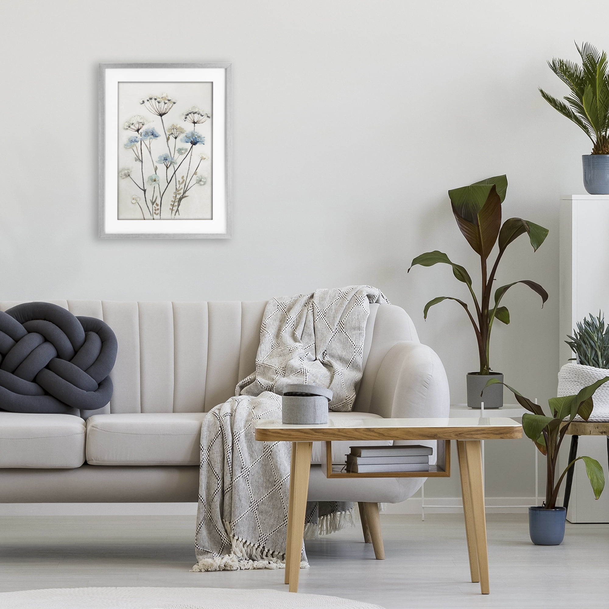 Stupell Industries Soft Jardin Azul Gray Framed Print Under Glass, design by Patricia Pinto