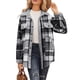 thumbnail image 2 of Chaqueta de Franela A Cuadros con Botones, Estilo Casual, Larga, con Bolsillos, Ideal para Otoño. Gris Oscuro L, 2 of 7