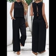 thumbnail image 4 of Conjuntos de 2 Piezas para Mujer, Chaleco, Cuello Redondo, Sin Mangas, Conjuntos Casuales, Pantalones de Pierna , Trajes. Negro L, 4 of 9