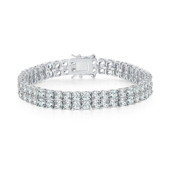 Celvieroot Tennis Bracelets for Women Men,18K Yellow Gold/White Gold Plated 2 Row 3.0 Round Cubic Zirconia Tennis Bracelet Iced Out Hip Hop Bracelet