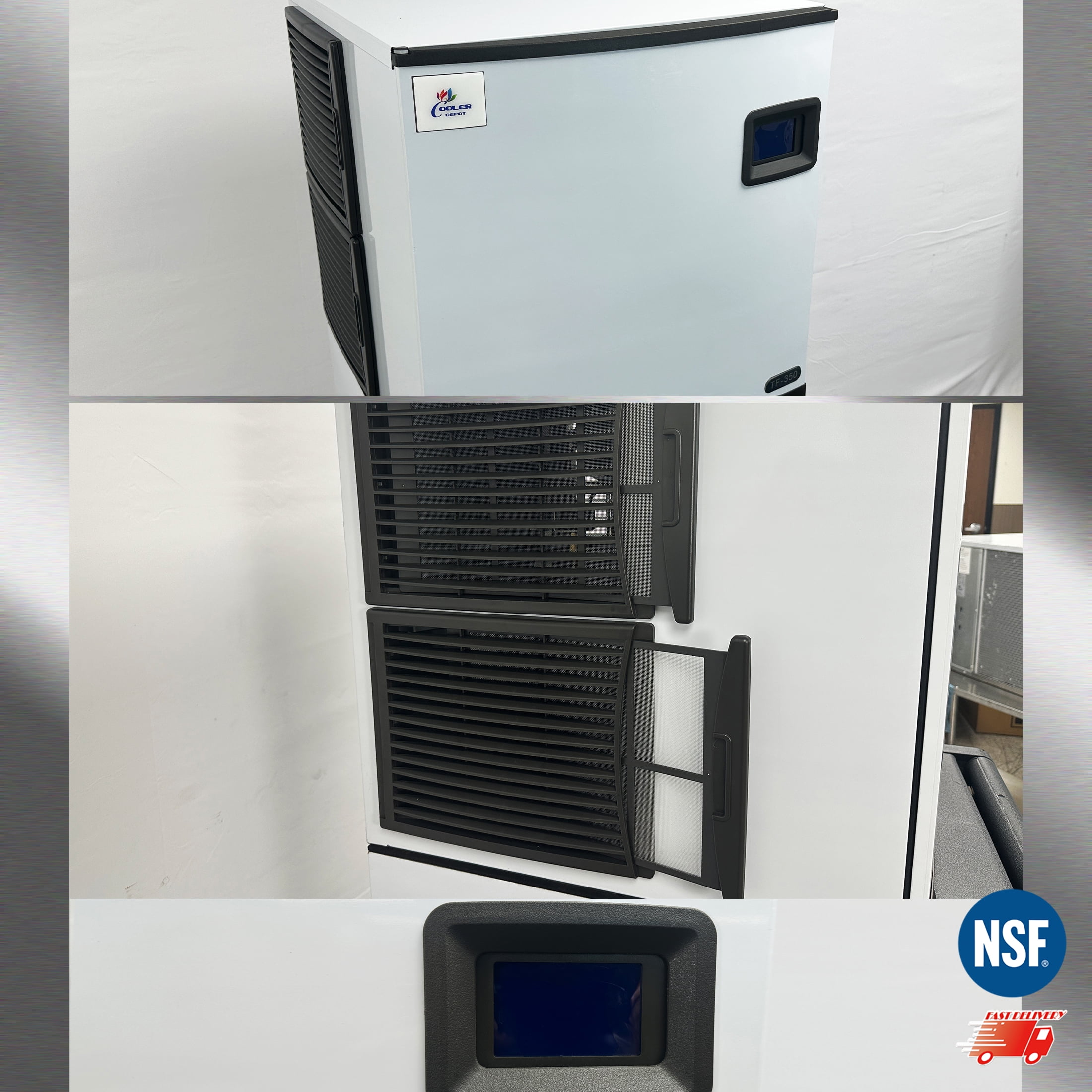 Cooler Depot NSF 350 lb Commercial Ice Maker Machine, Split Design with Touch Screen, Model TF350