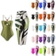 thumbnail image 3 of Trajes de baño de una pieza para mujer con pareo de playa para cubrir faldas largas, trajes de baño de dos piezas con estampado vintage, 3 of 4