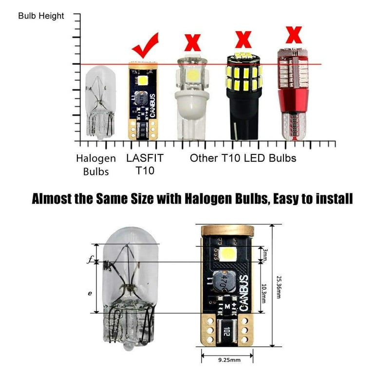Lasfit 194 168 T10 Led Light Bulbs