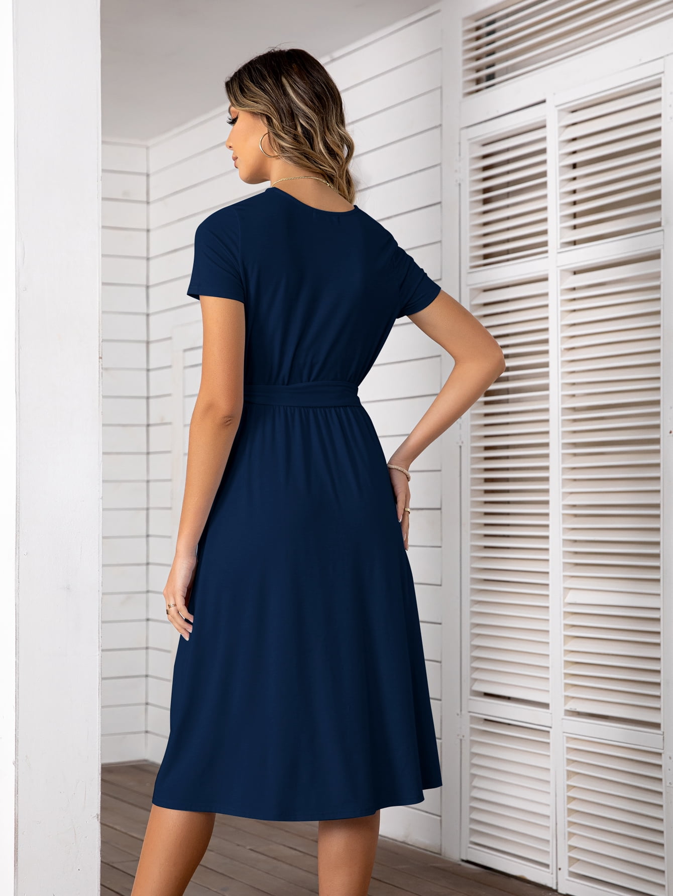navy blue flowy dress /// Navy Blue Long Sleeve High Waist Tiered Flowy A-Line Boho Maxi Dress For Women, Women's, Size: Small