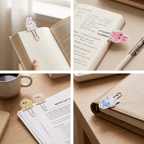 STRAY KIDS SKZOO Collectible Memo Clips - 8-Piece skzoo Bookmark Set with Metal Base, Cute Planner Accessories