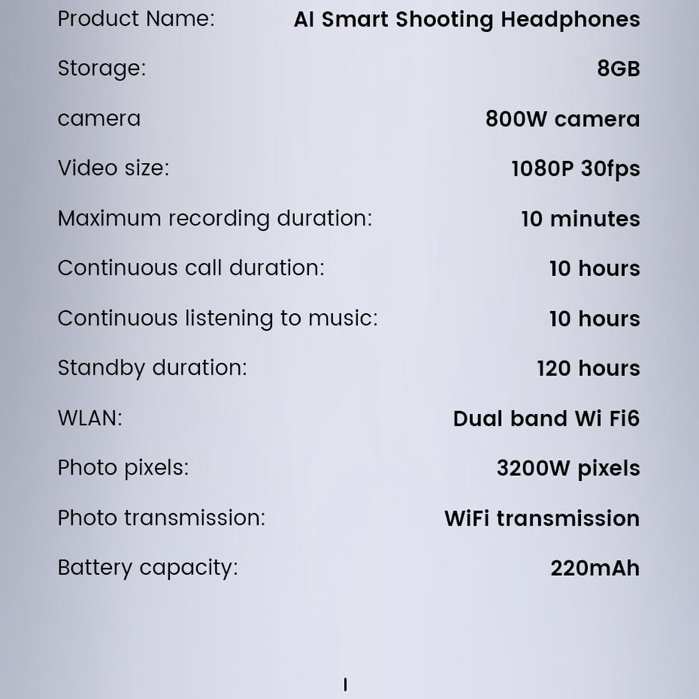 8MP HD Camera Open Ear Wireless Bluetooth Headphones, Eis Stabilized 1080P Video Recording, Hands-Free First-Person Pov, AI Smart Assistant, Waterproof Sports Earbuds for Vlogging Running