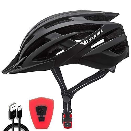 M/L, L/XL VICTGOAL Bike Helmet with USB Rechargeable Rear Light Removable Magnetic Shield Visor Mountain & Road Bicycle Helmet Adults Cycling Helmets for Men/Women Size