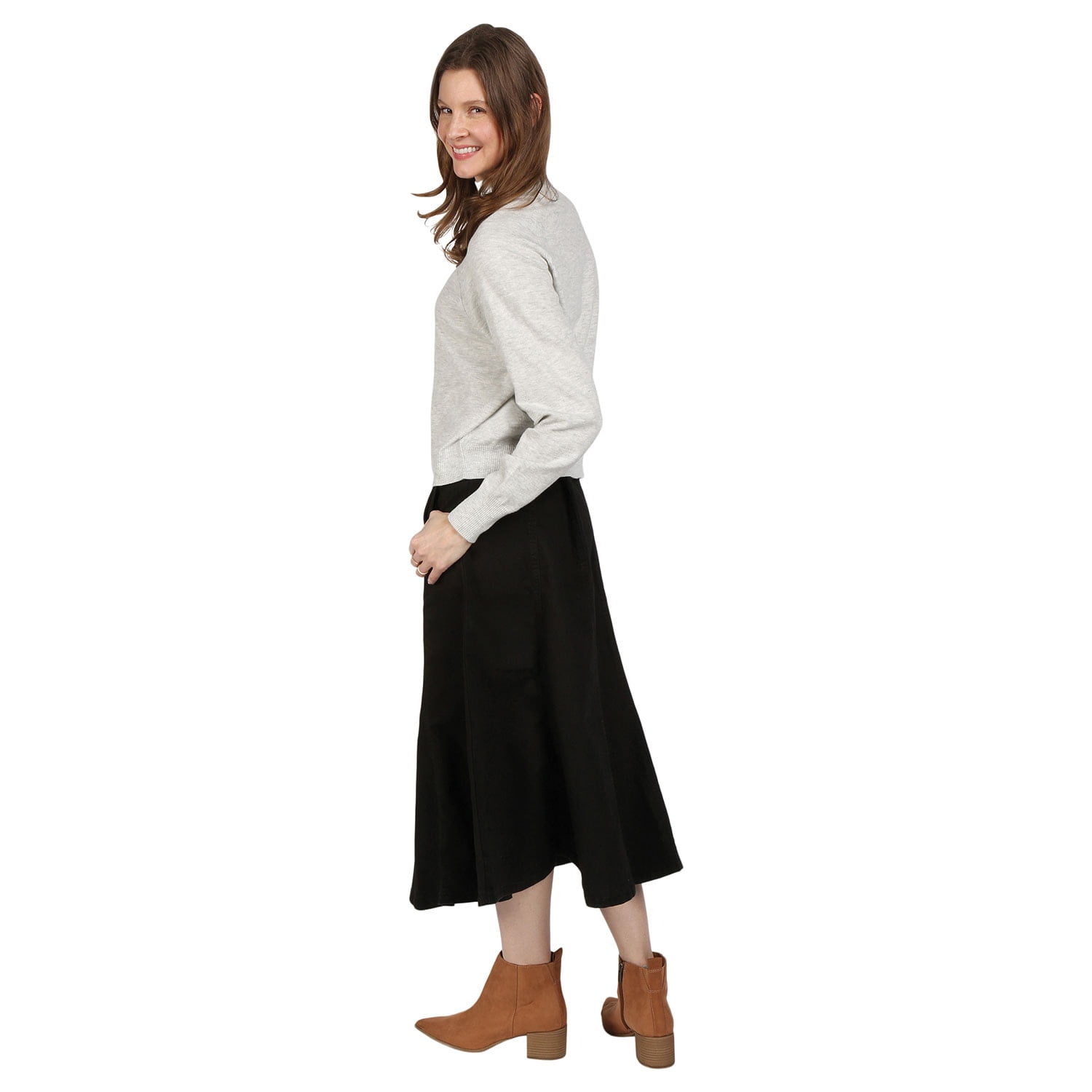 CATALOG CLASSICS Womens Long Denim Skirt Blue Jean Skirts for