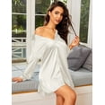 thumbnail image 2 of Ekouaer Women's Satin Nightgown Long Sleeve Classic Sleepwear Soft Button Up Nightshirt, 2 of 6