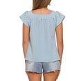 thumbnail image 3 of INSPIRE CHIC Women's Top Summer Square Neck Gingham Cap Sleeve Blouses XL Lake Blue, 3 of 6