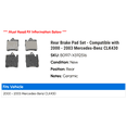 thumbnail image 2 of Rear Brake Pad Set - Compatible with 2000 - 2003 Mercedes-Benz CLK430 2001 2002, 2 of 2