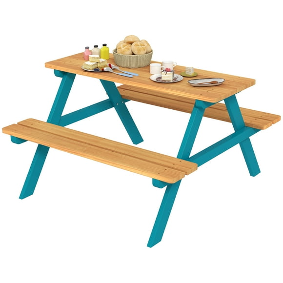 Outsunny Wooden Kids Picnic Table Set for Kids Aged 3-8 Years Old