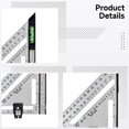 thumbnail image 3 of Outil de Mise en Page Carrée Triangulaire 7 Pouces, Menuiserie Professionnelle avec Base Réglable, Carré en Acier Inoxydable avec Niveau, Guide de Mesure pour Coupes Précises, 3 of 5