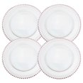 thumbnail image 1 of Ms Lovely Clear Glass Charger 12.6 Inch Dinner Plate With Beaded Rim - Set of 4 - Rose Gold, 1 of 4