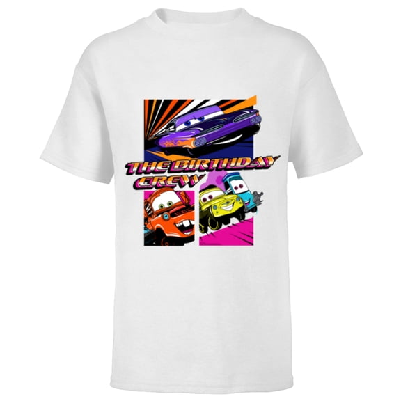 Disney and Pixar’s Cars Friends & Family Trip Birthday Crew - Short Sleeve T-Shirt for Kids - Customized-White