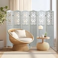 thumbnail image 2 of 6 Panel Wood Room Divider 5.6Ft Carved Room Divider and Folding Privacy Screen, Minimalism Portable Partition Screen Divider for Room Separation, Room Decoration for Home Office - White, 2 of 18